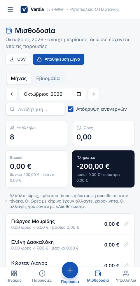 Μισθοδοσία μήνα με δάνεια και έναντι